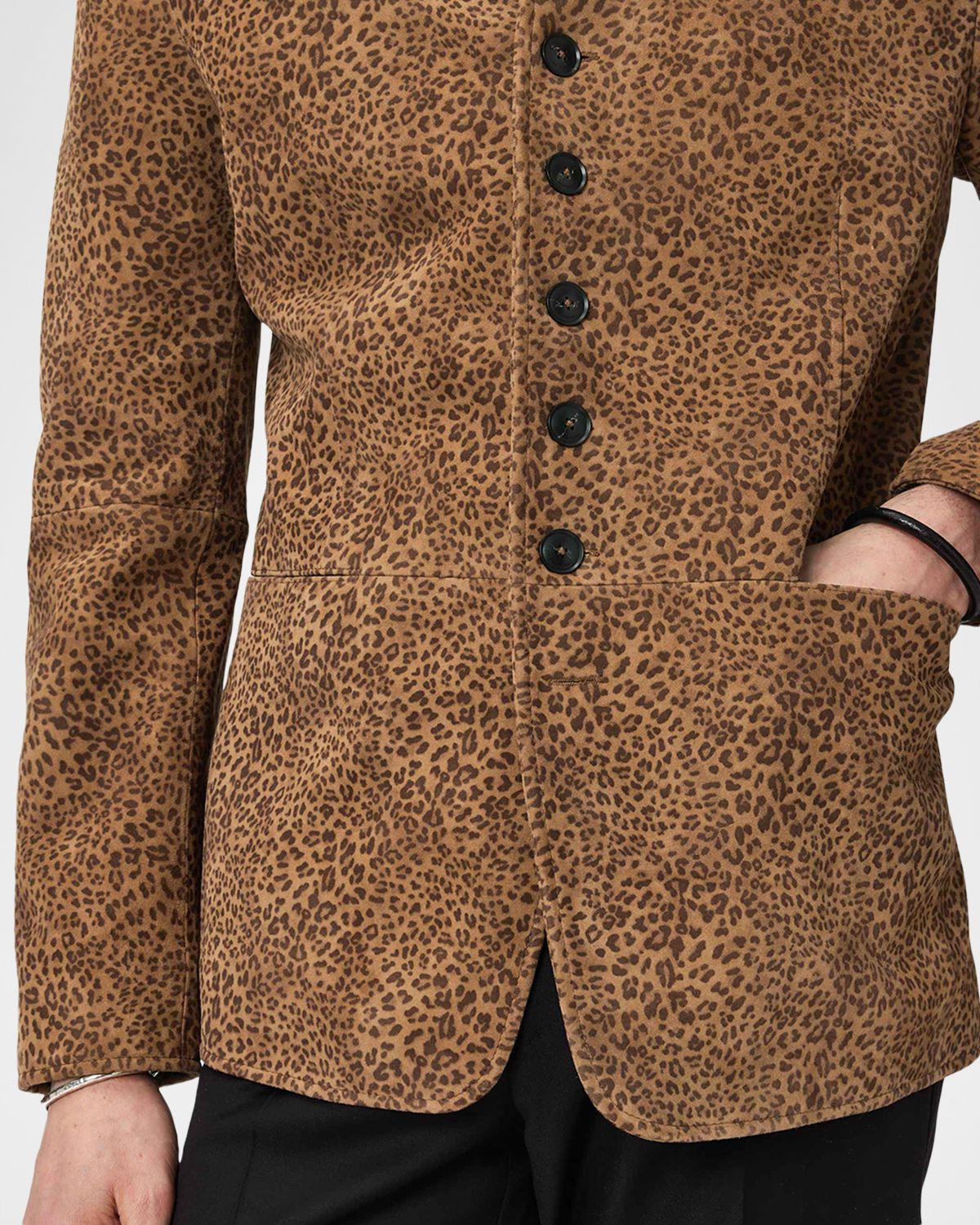 John Varvatos Men 's Woodward Suede Leopard-Print Jacket | Thumbnail 6 John Varvatos Men 's Woodward Suede Leopard-Print Jacket | Thumbnail 6