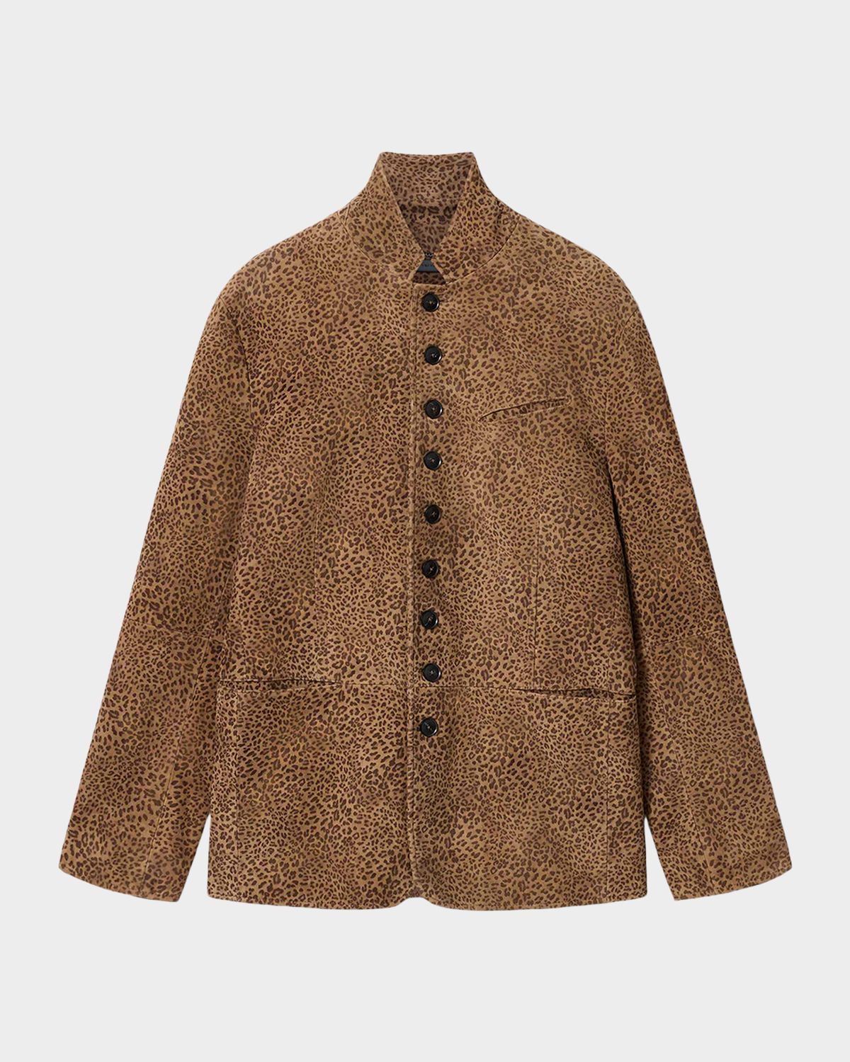 John Varvatos Men 's Woodward Suede Leopard-Print Jacket | Thumbnail 1 John Varvatos Men 's Woodward Suede Leopard-Print Jacket | Thumbnail 1
