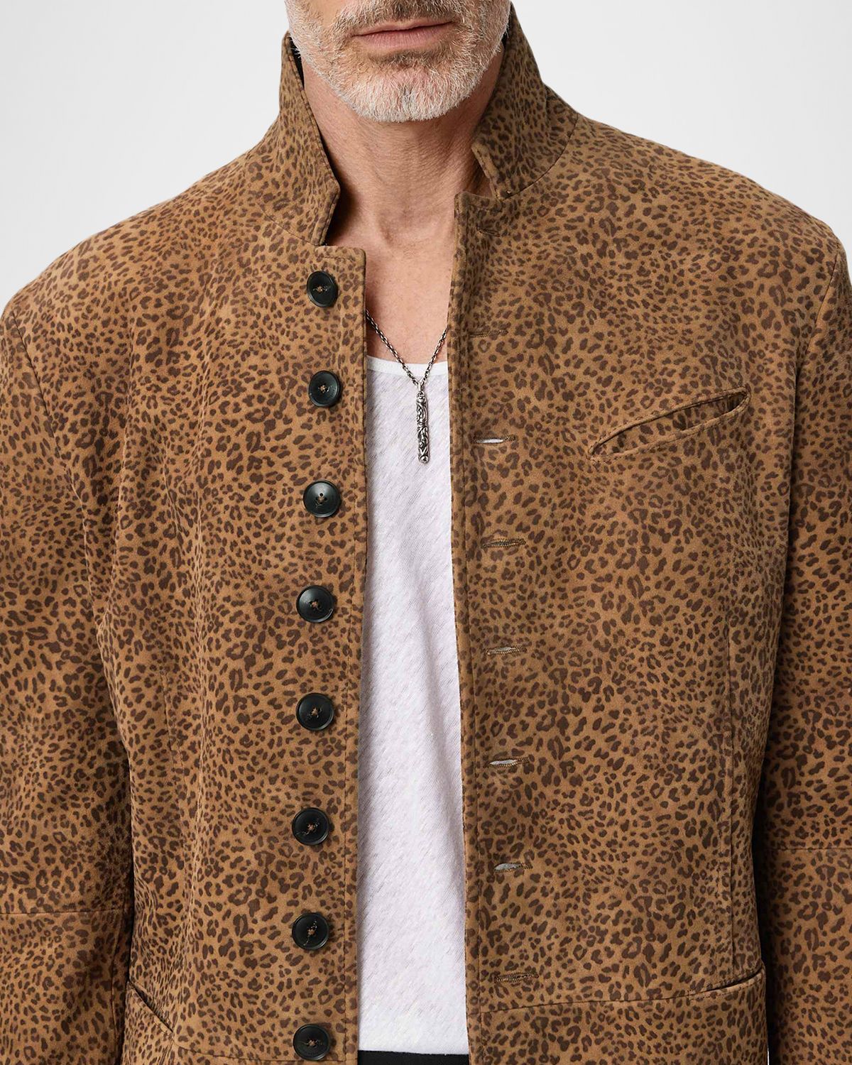 John Varvatos Men 's Woodward Suede Leopard-Print Jacket | Thumbnail 5 John Varvatos Men 's Woodward Suede Leopard-Print Jacket | Thumbnail 5