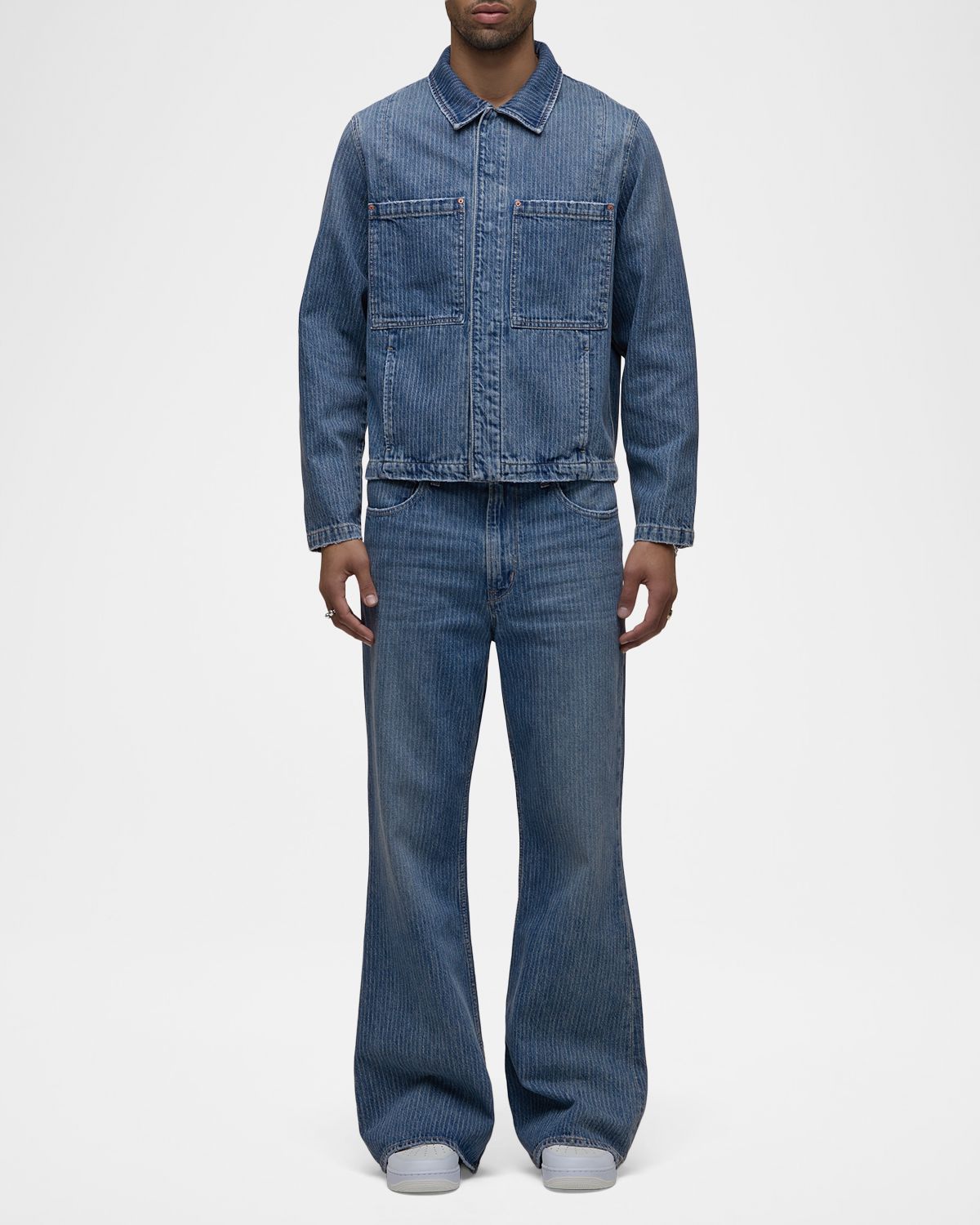 Hudson Men 's Stripe Denim Work Jacket