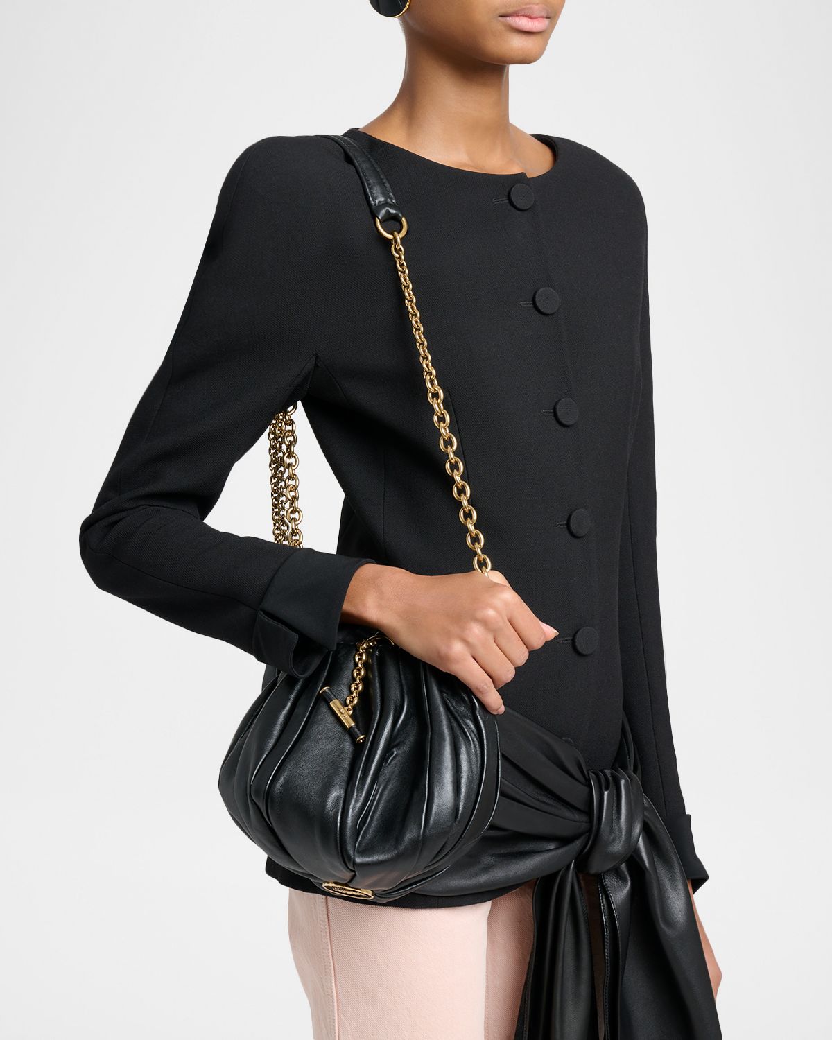 Chloe Plisse Gathered Leather Shoulder Bag