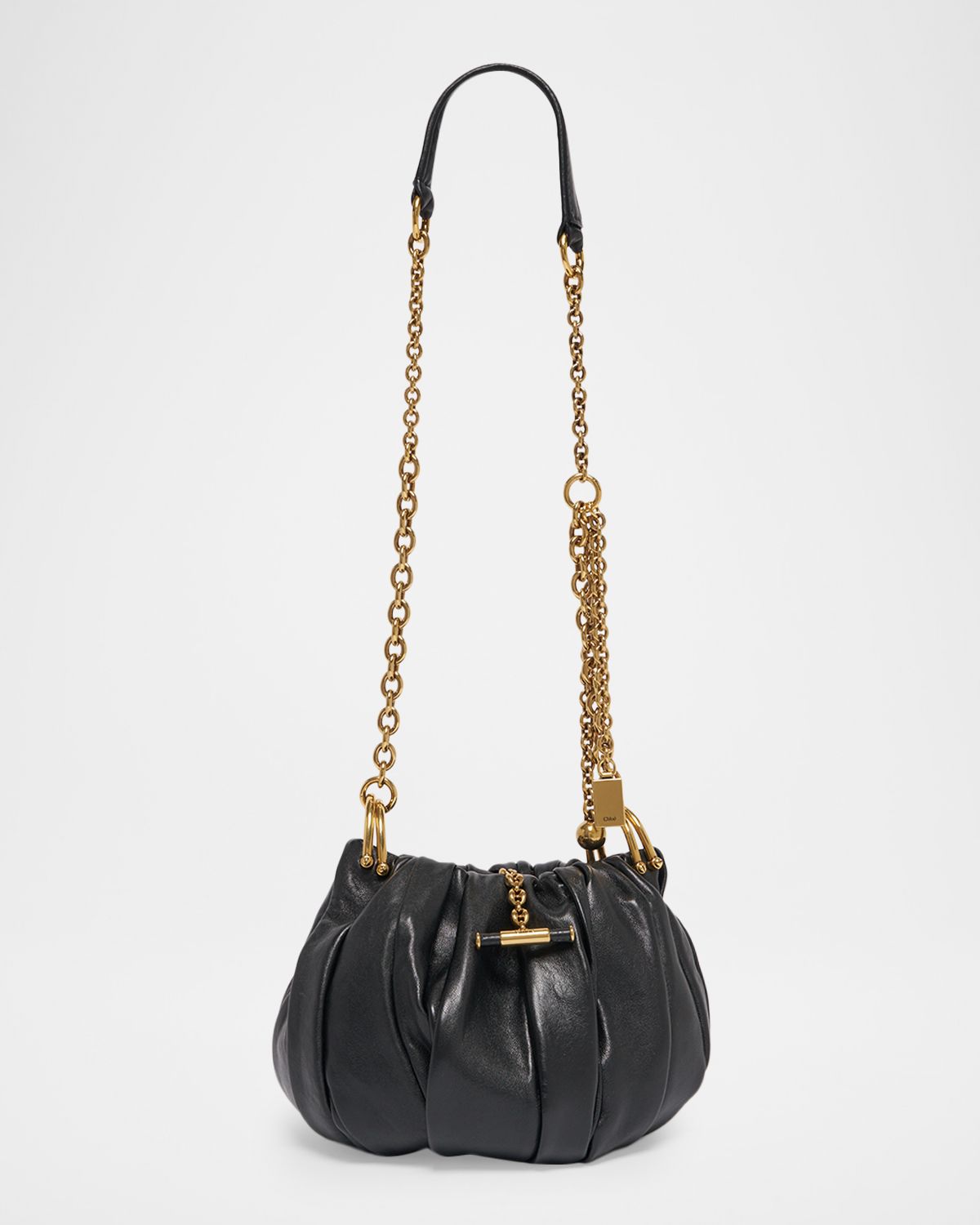 Chloe Plisse Gathered Leather Shoulder Bag