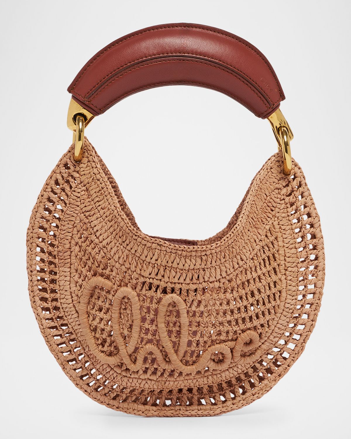 Chloe Summer Banana Mini Raffia Hobo Bag