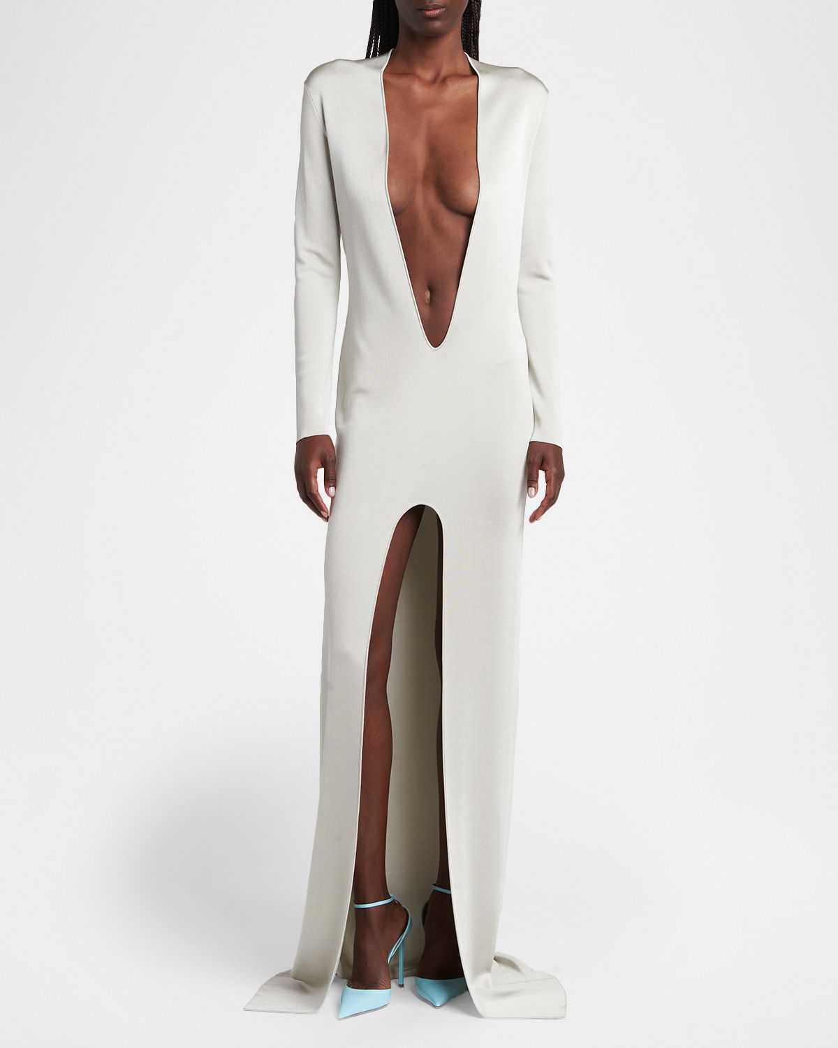 TOM FORD Liquid Fine Viscose Plunging Column Gown