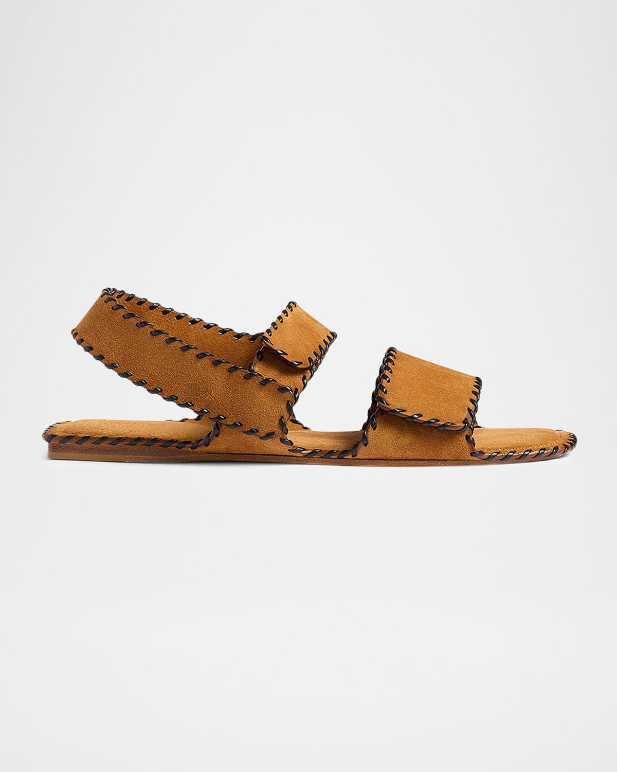 Khaite Boden Whipstitch Suede Sandals