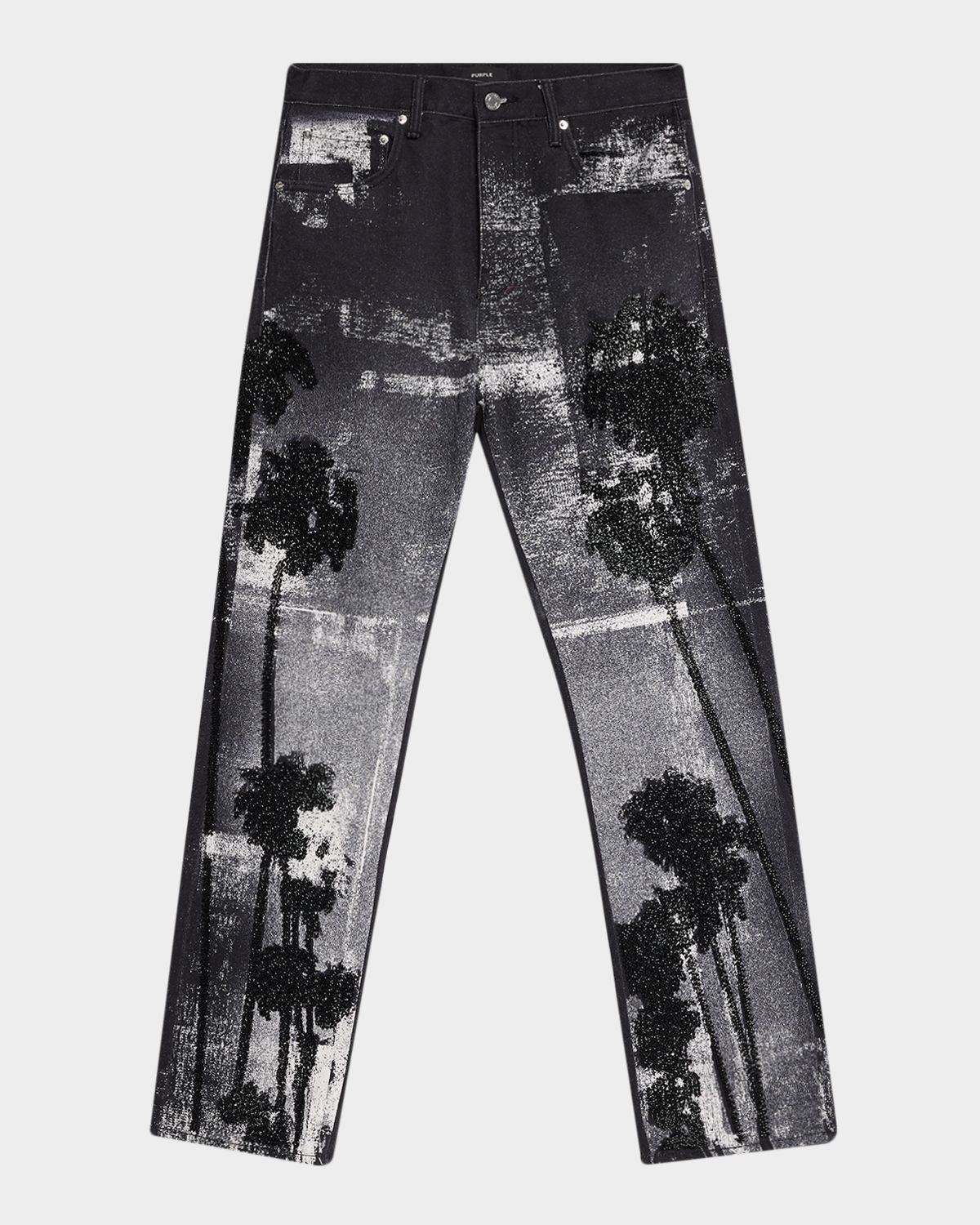 PURPLE Men 's P011 Beaded Palms Straight-Leg Jeans