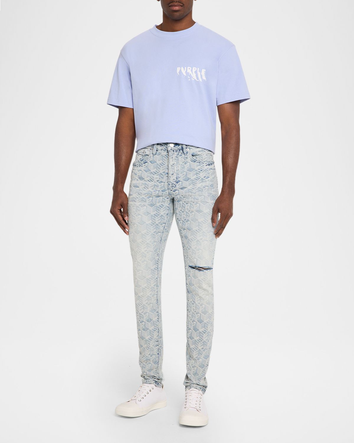 PURPLE Men 's Jacquard Monogram Skinny Jeans