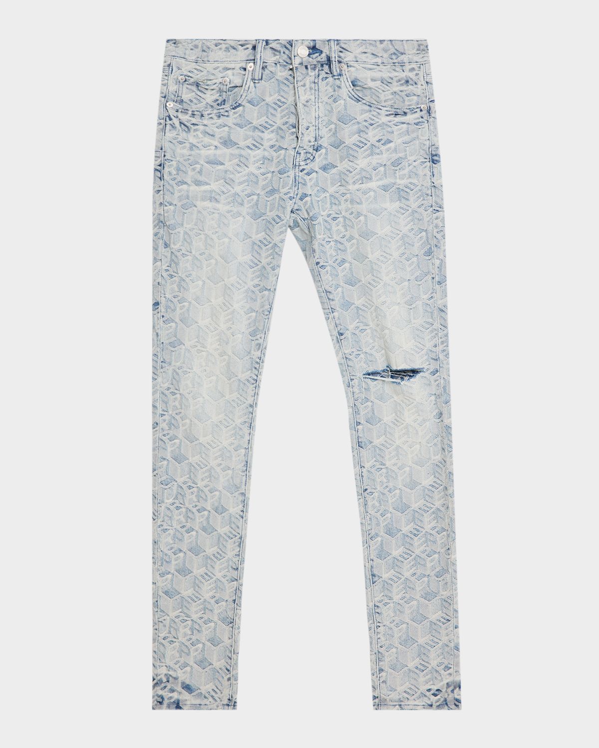 PURPLE Men 's Jacquard Monogram Skinny Jeans