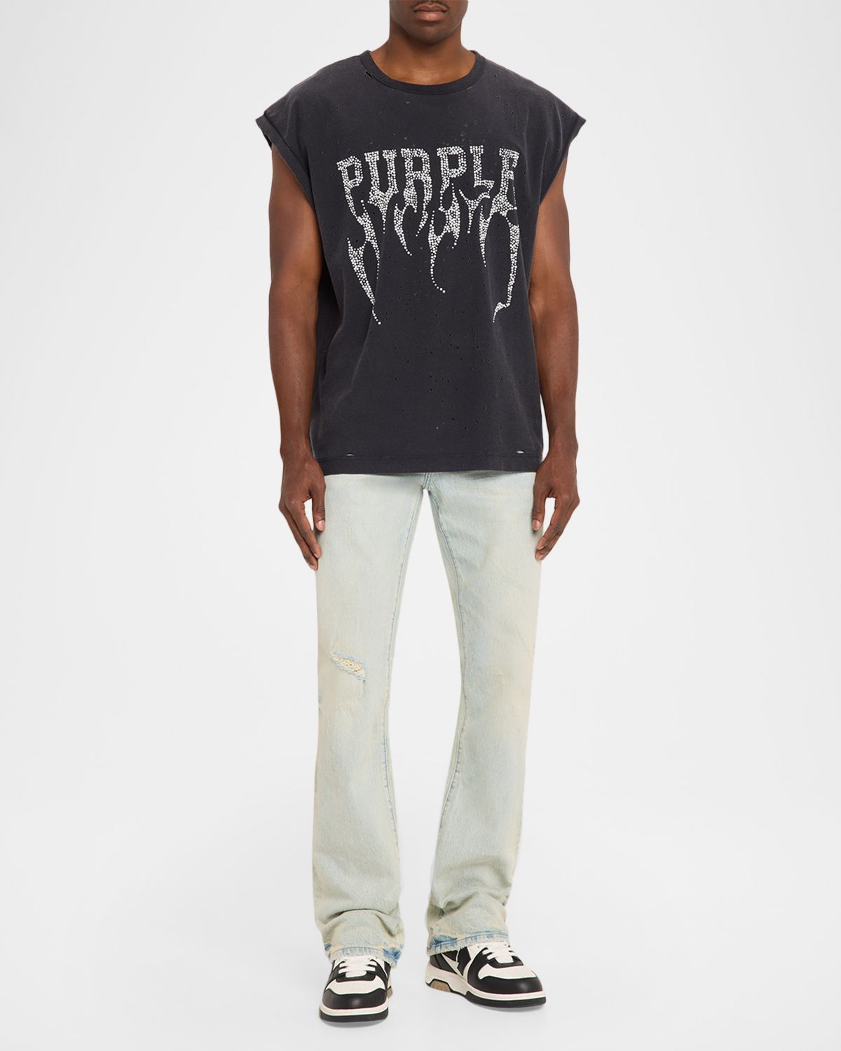 PURPLE Men 's P004 Blowout Flare Jeans