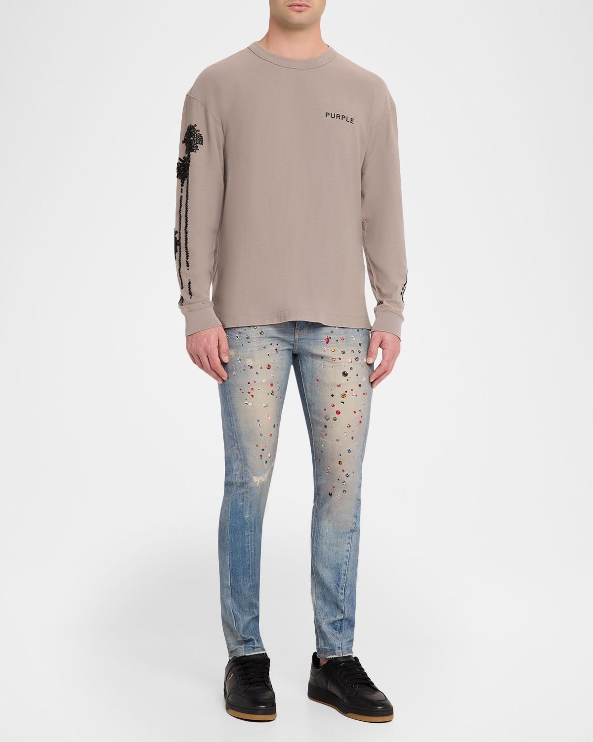 PURPLE Men 's P001 Jewel Print Skinny Jeans
