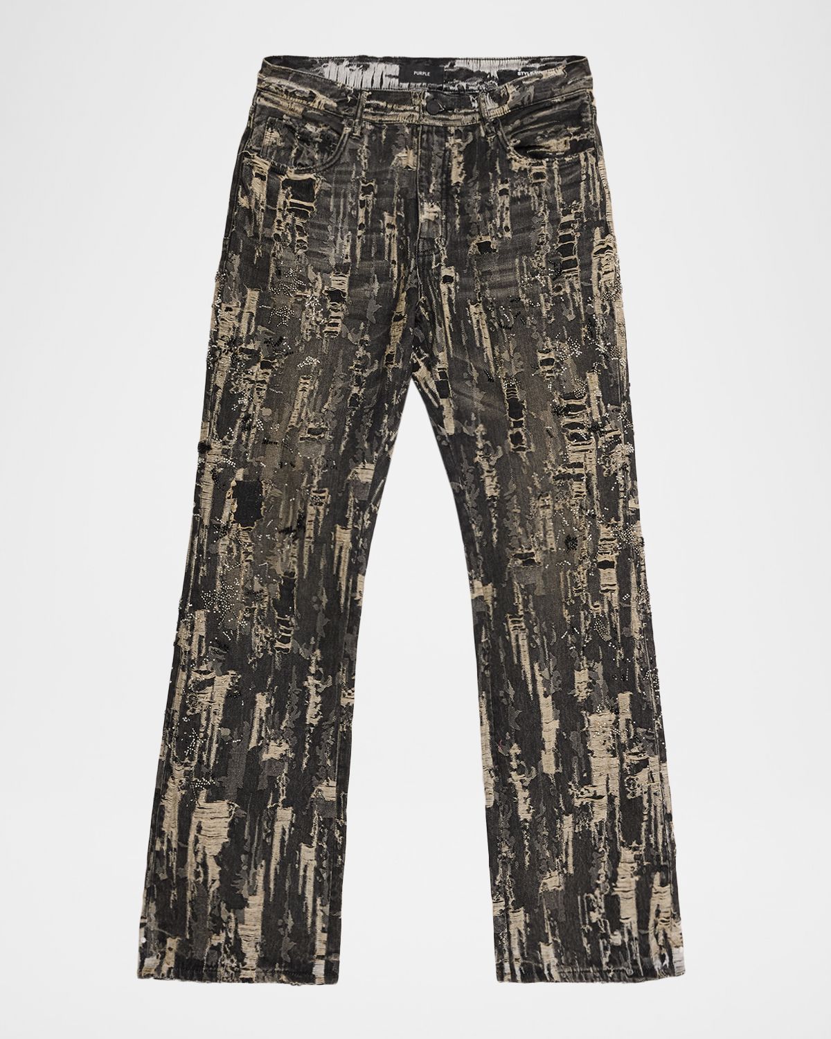 PURPLE Men 's P026 Bead Splatter Destroy Jeans