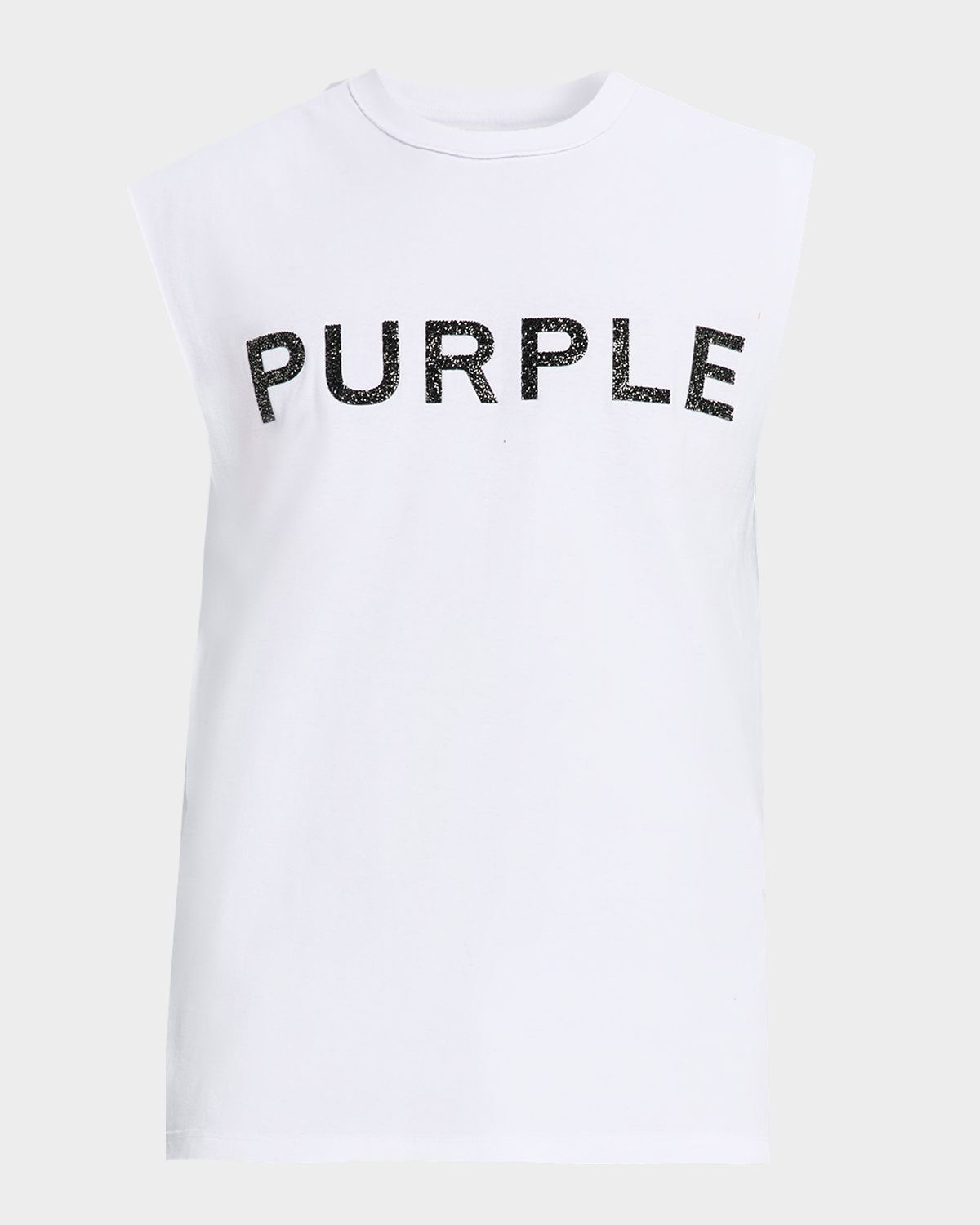 PURPLE Men 's Textured-ogo Sleeveless Cotton T-Shirt