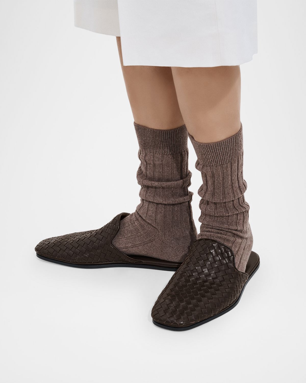 Bottega Veneta Men 's Intrecciato Nappa Leather Slippers - Men's Clothing