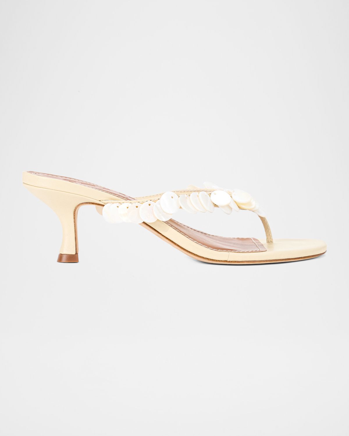 STAUD 55mm Freja Shell Leather Thong Sandals