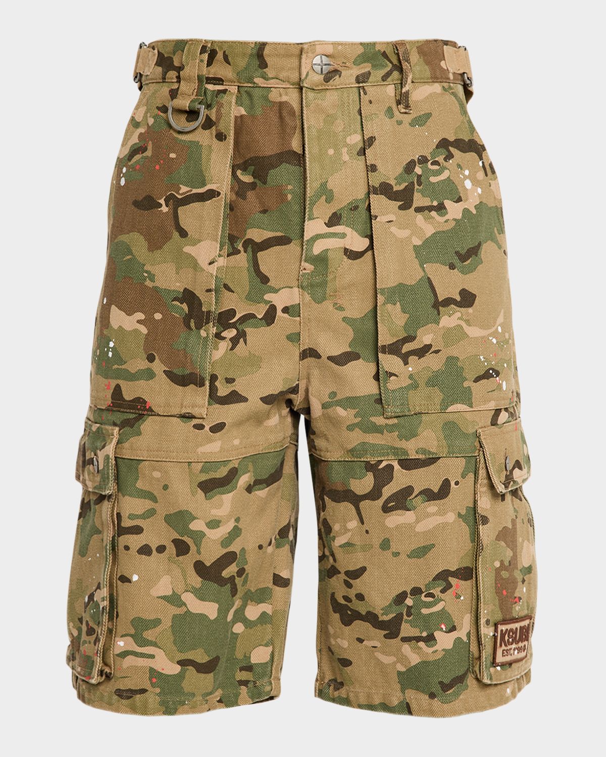 Ksubi Men 's Maxx Traper Herringbone Camouflage Cargo Shorts