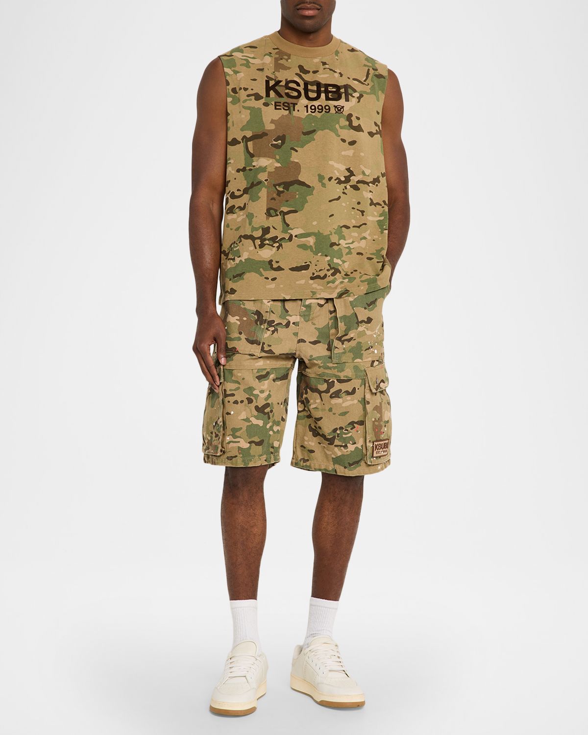 Ksubi Men 's Woodland Ekcess Camouflage Sleeveless T-Shirt