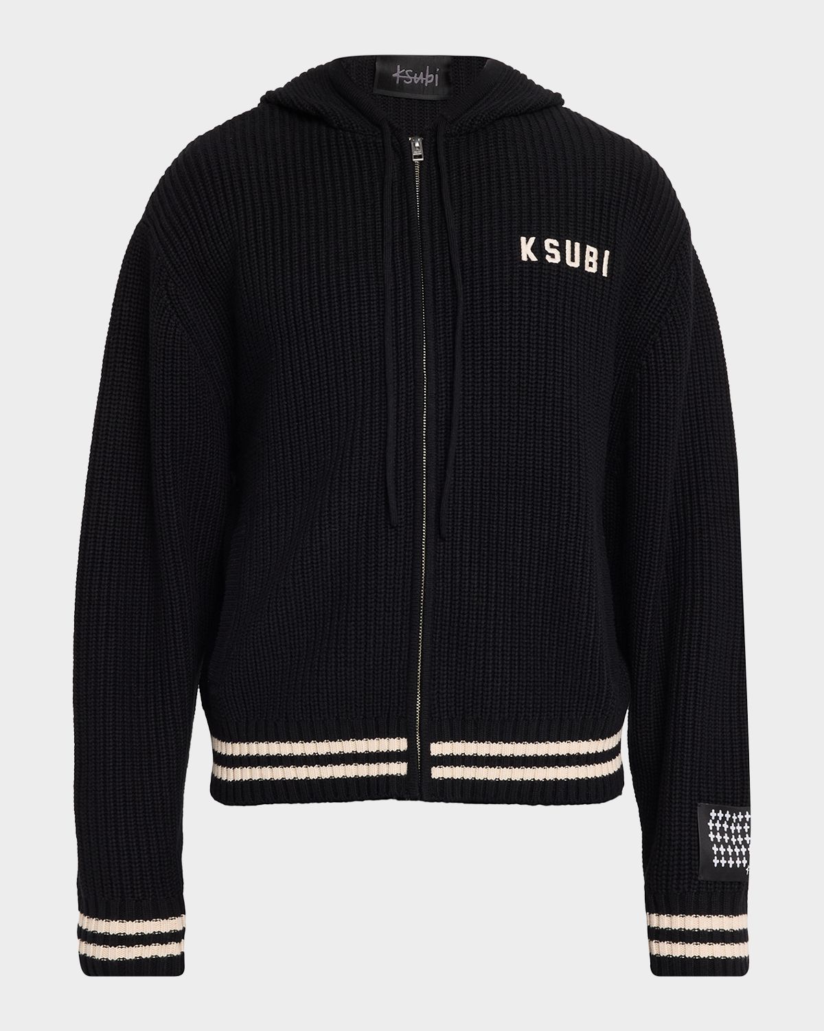 Ksubi Men 's Boxer Full-Zip Wool and Cotton Knit Hoodie