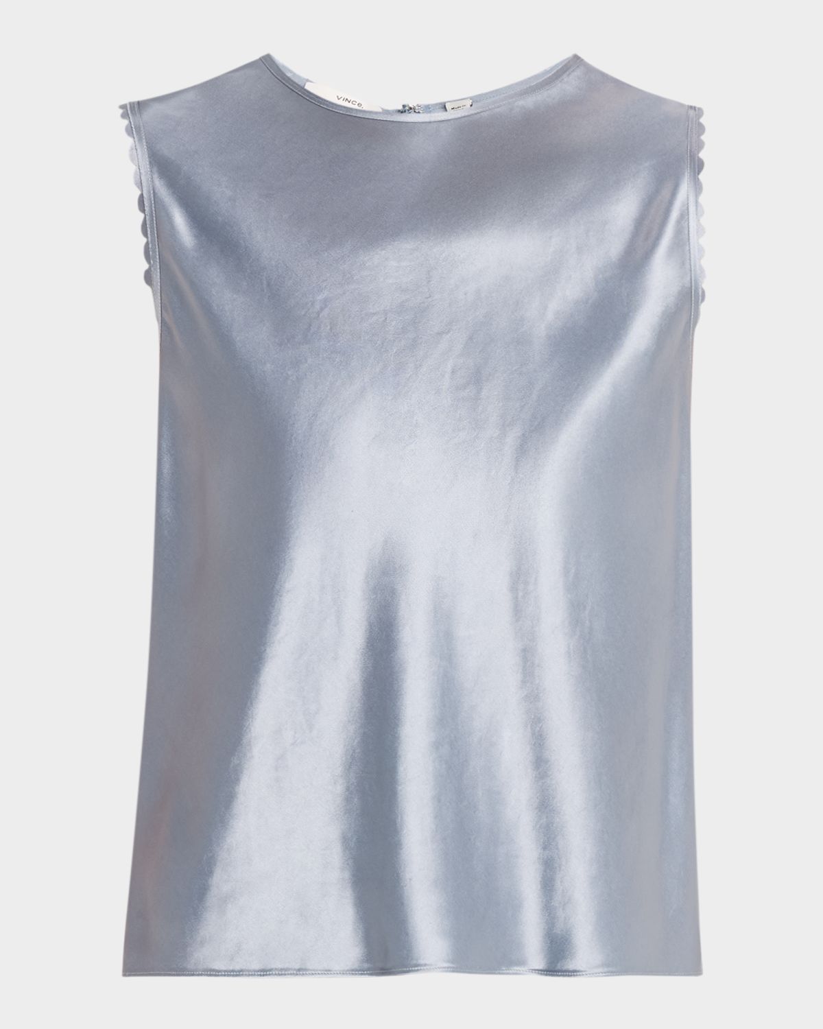 Vince Scallop-Trim Sleeveless Satin Top