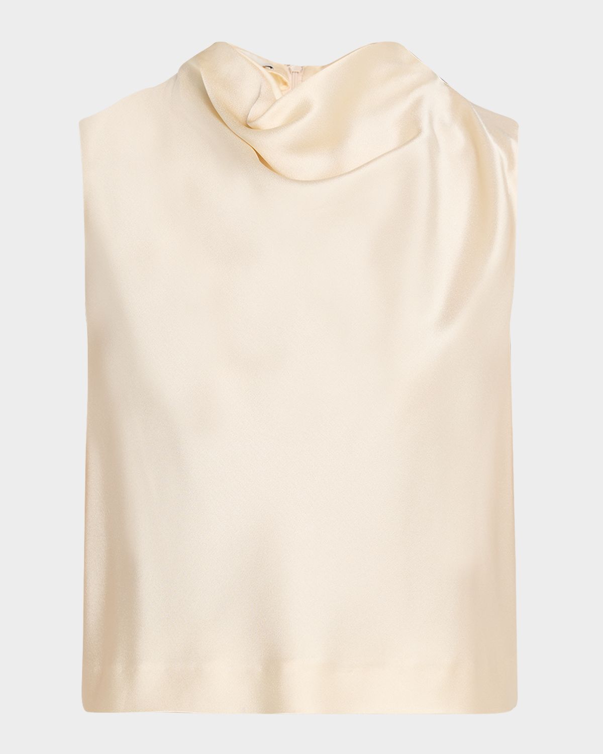 Vince Cropped Satin Cowl-Neck Top