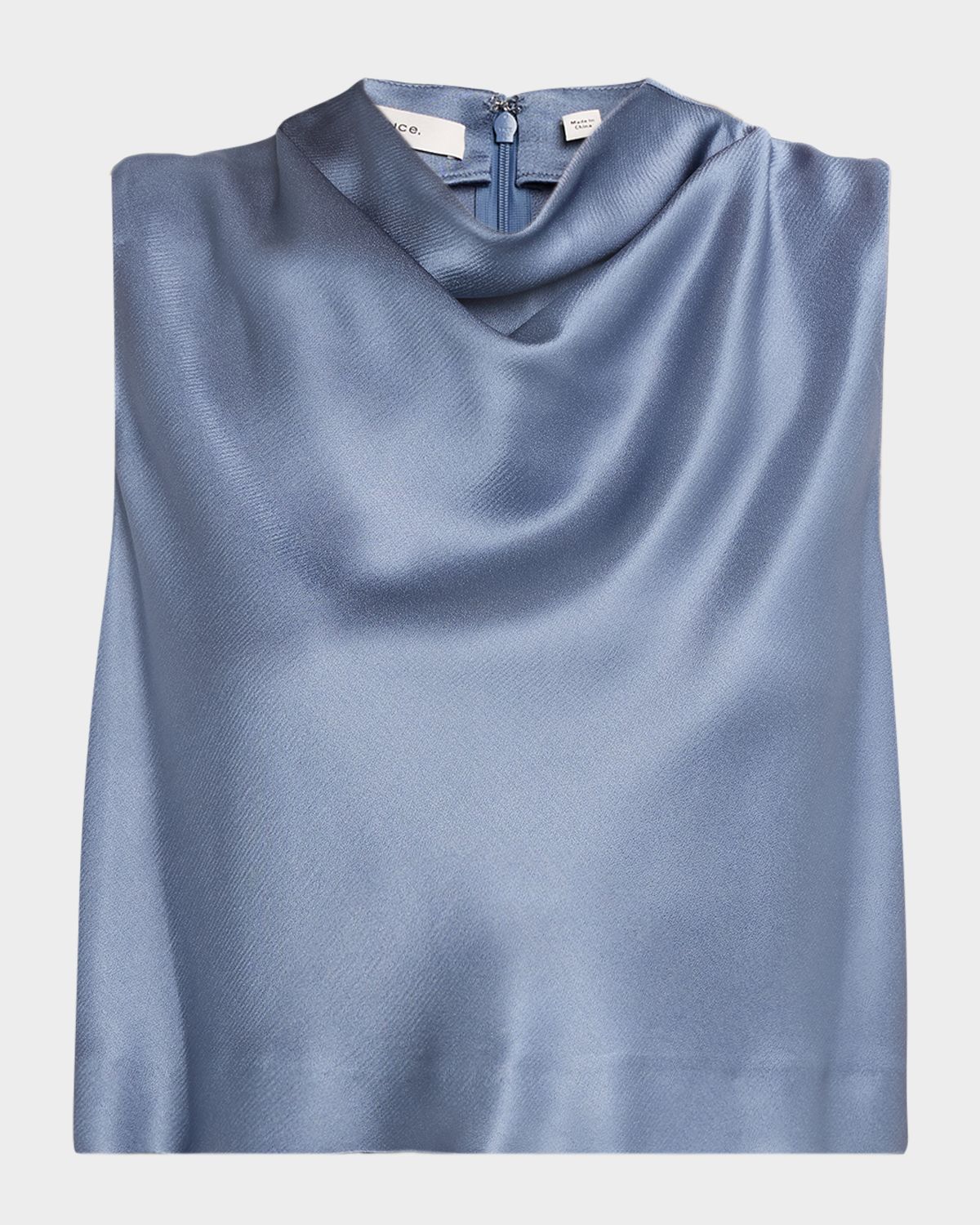 Vince Cropped Satin Cowl-Neck Top