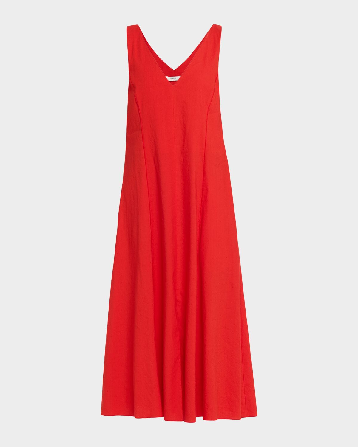 Vince V-Neck Linen Midi Dress