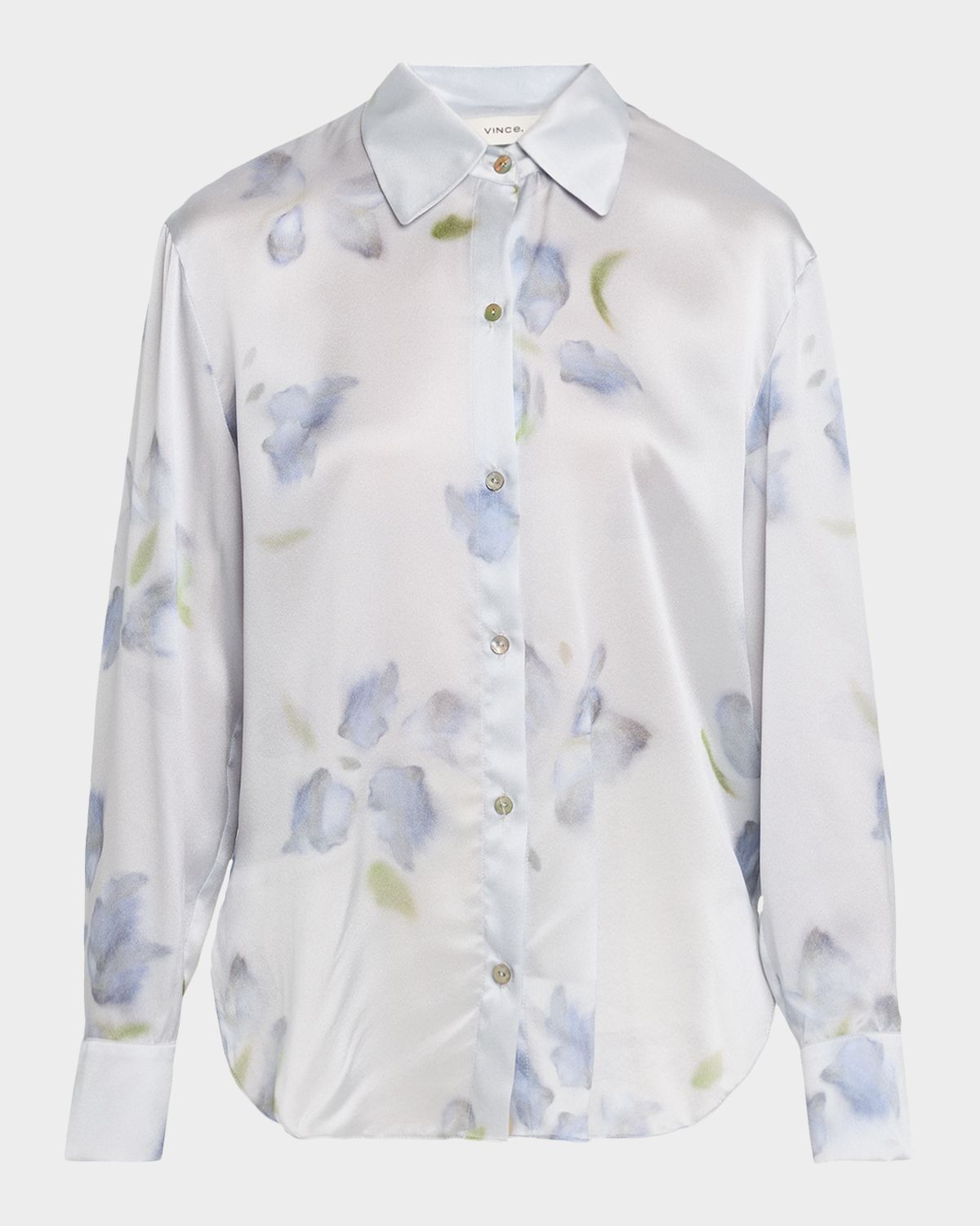 Vince Floral Blur Silk-Satin Blouse | Thumbnail 6
