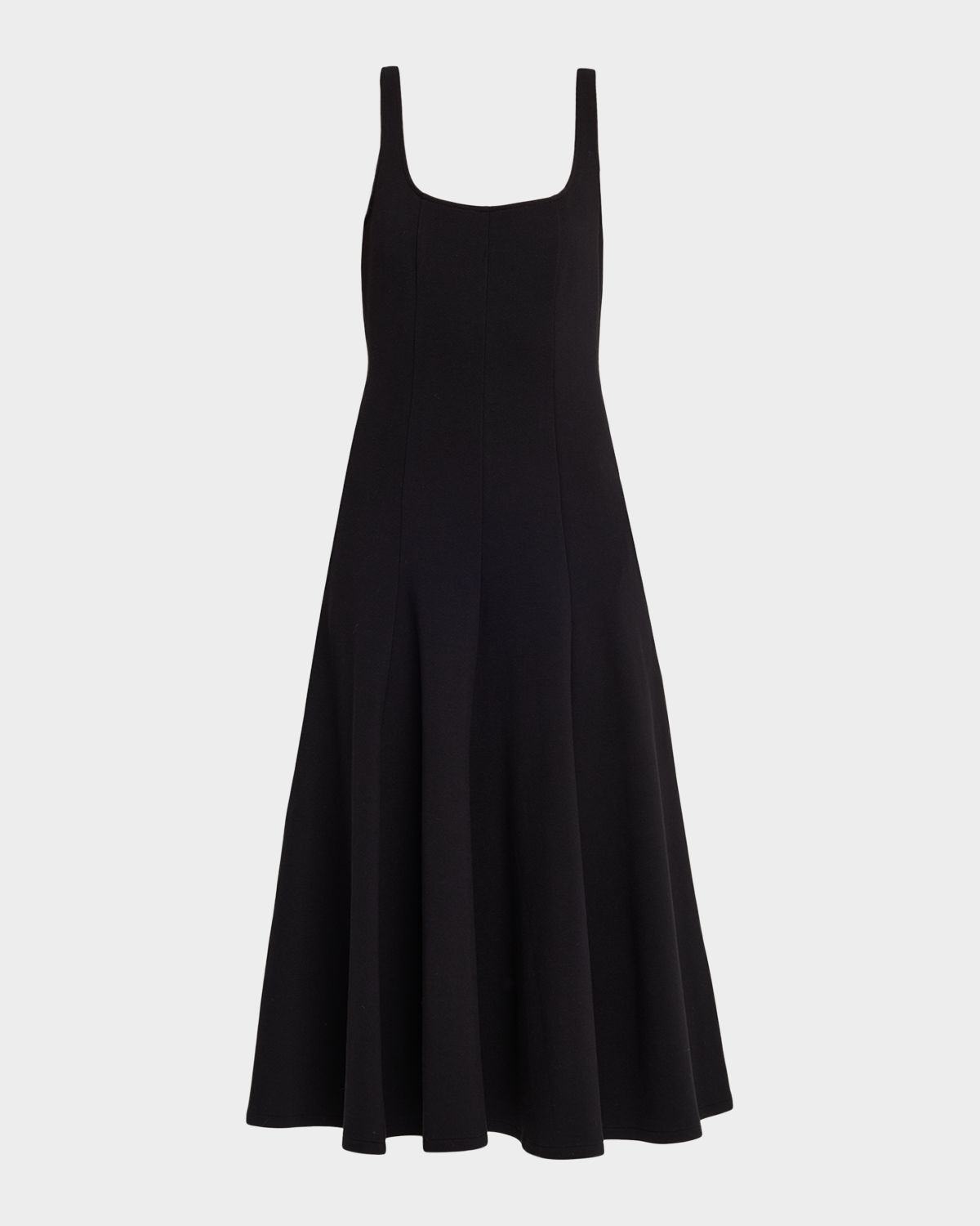 Vince Seamed Square-Neck Knit Midi Dress