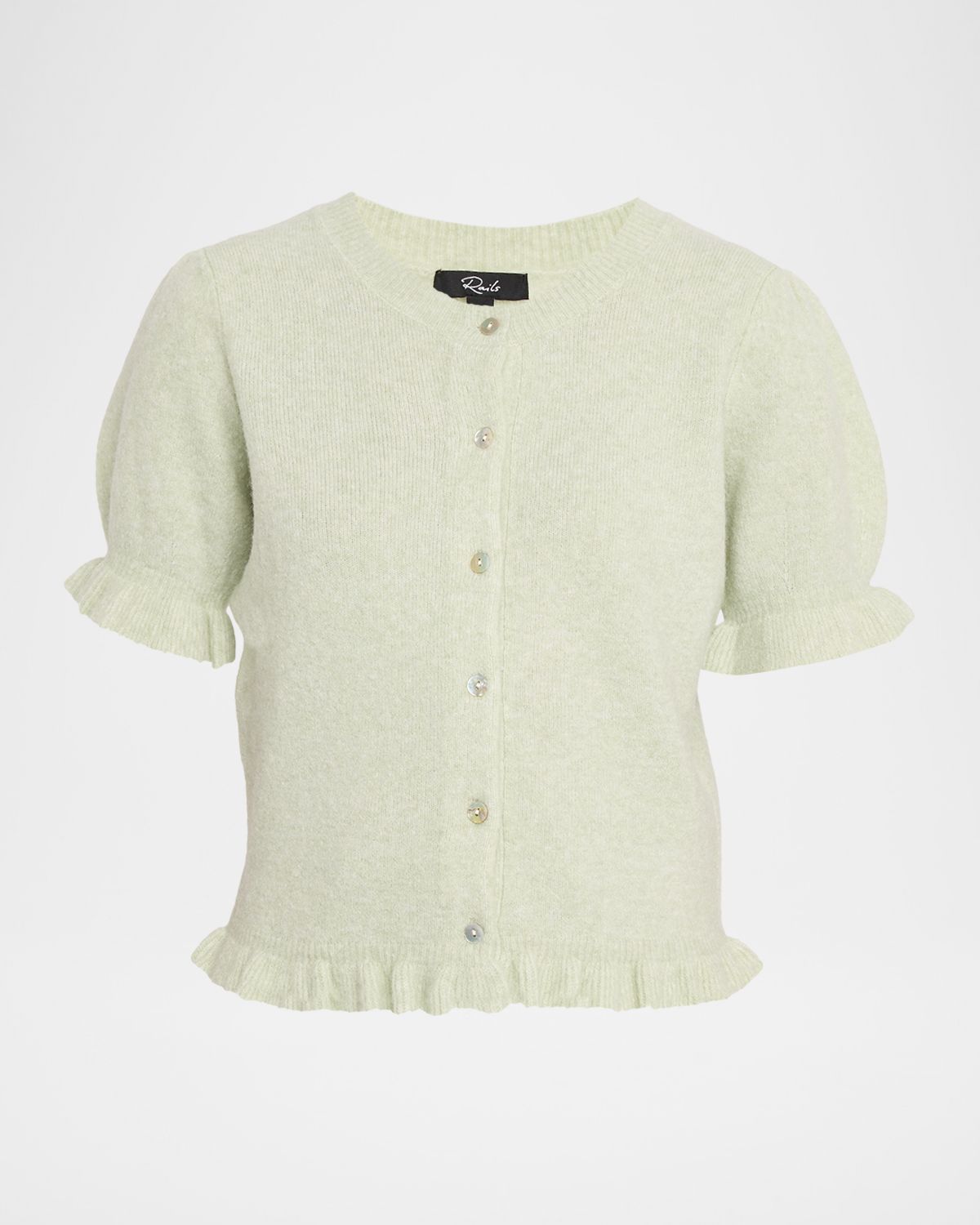 Rails Lora Ruffle-Trim Puff-Sleeve Cardigan