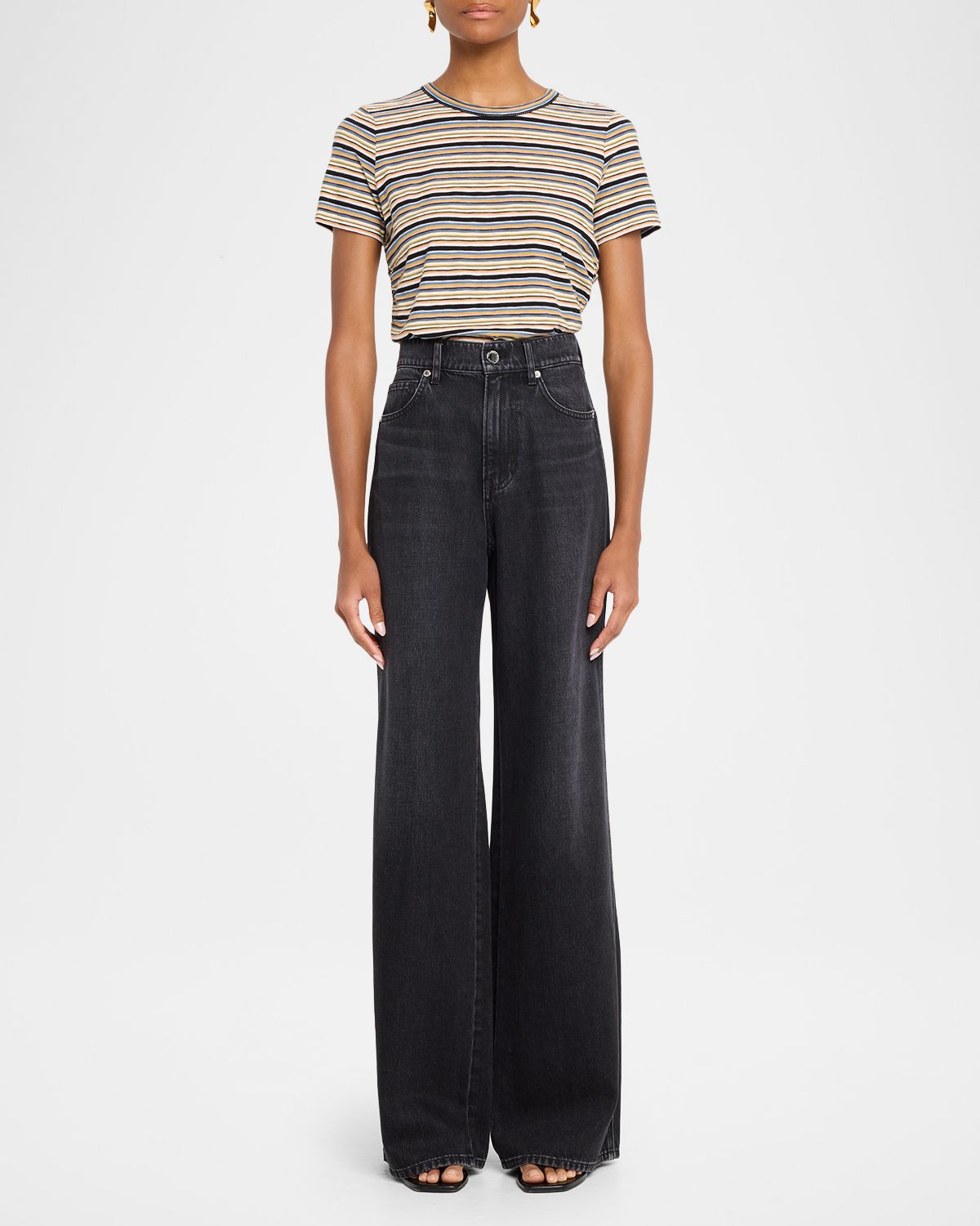 Veronica Beard Kasey Mid-Rise Wide-Leg Jeans