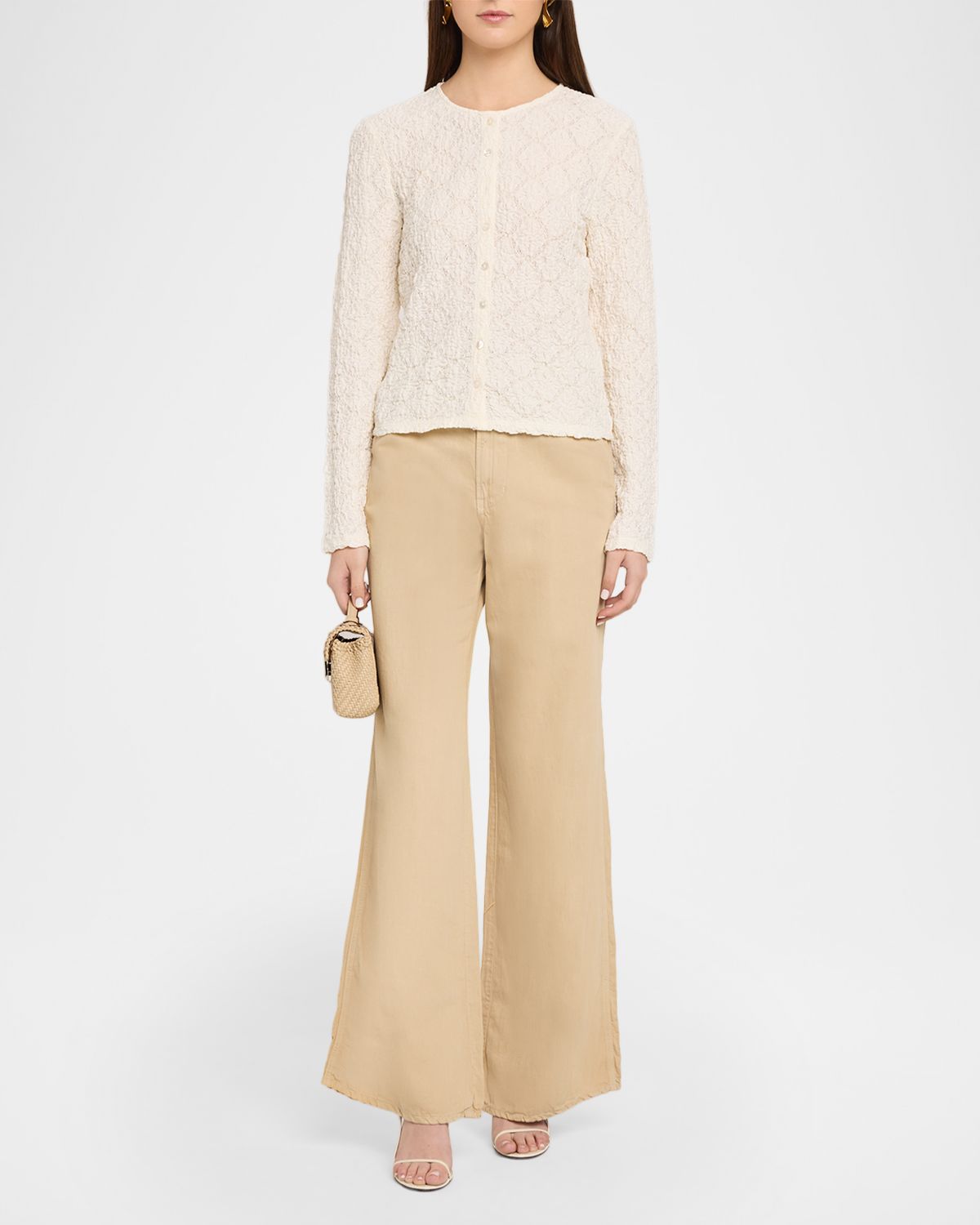 Veronica Beard Kasey Mid-Rise Cotton Twill Pants