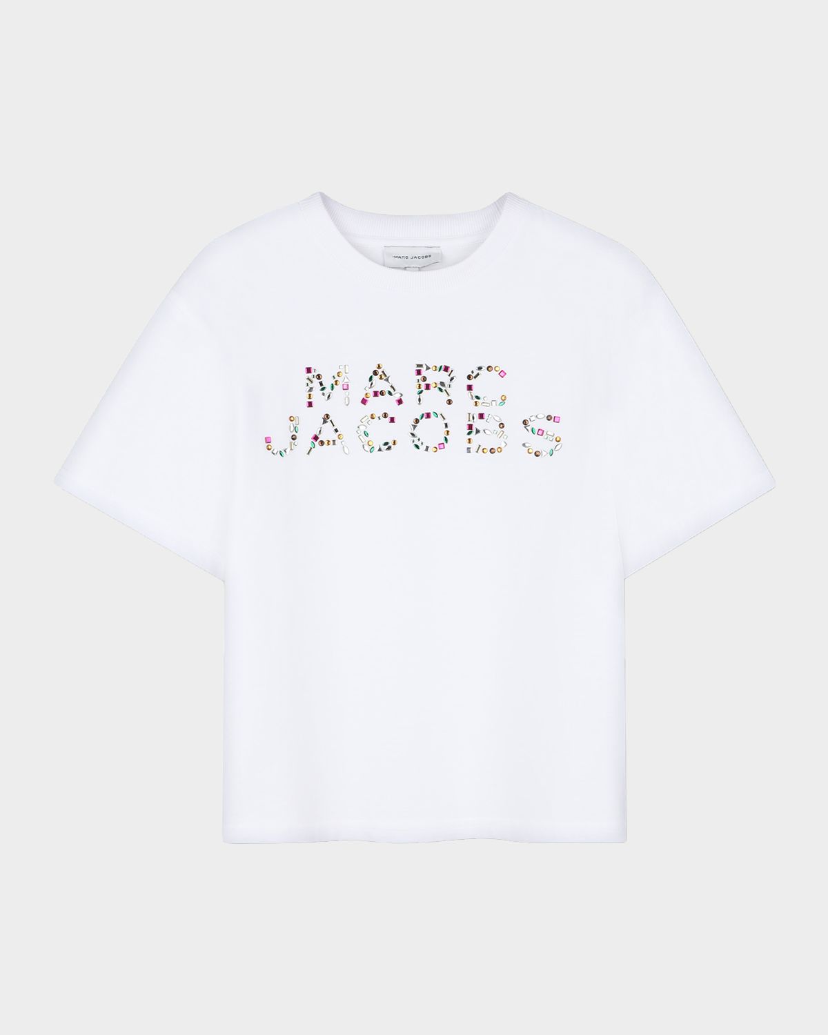 Marc Jacobs Girl 's Rhinestone Logo Short-Sleeved T-Shirt, Size 8-