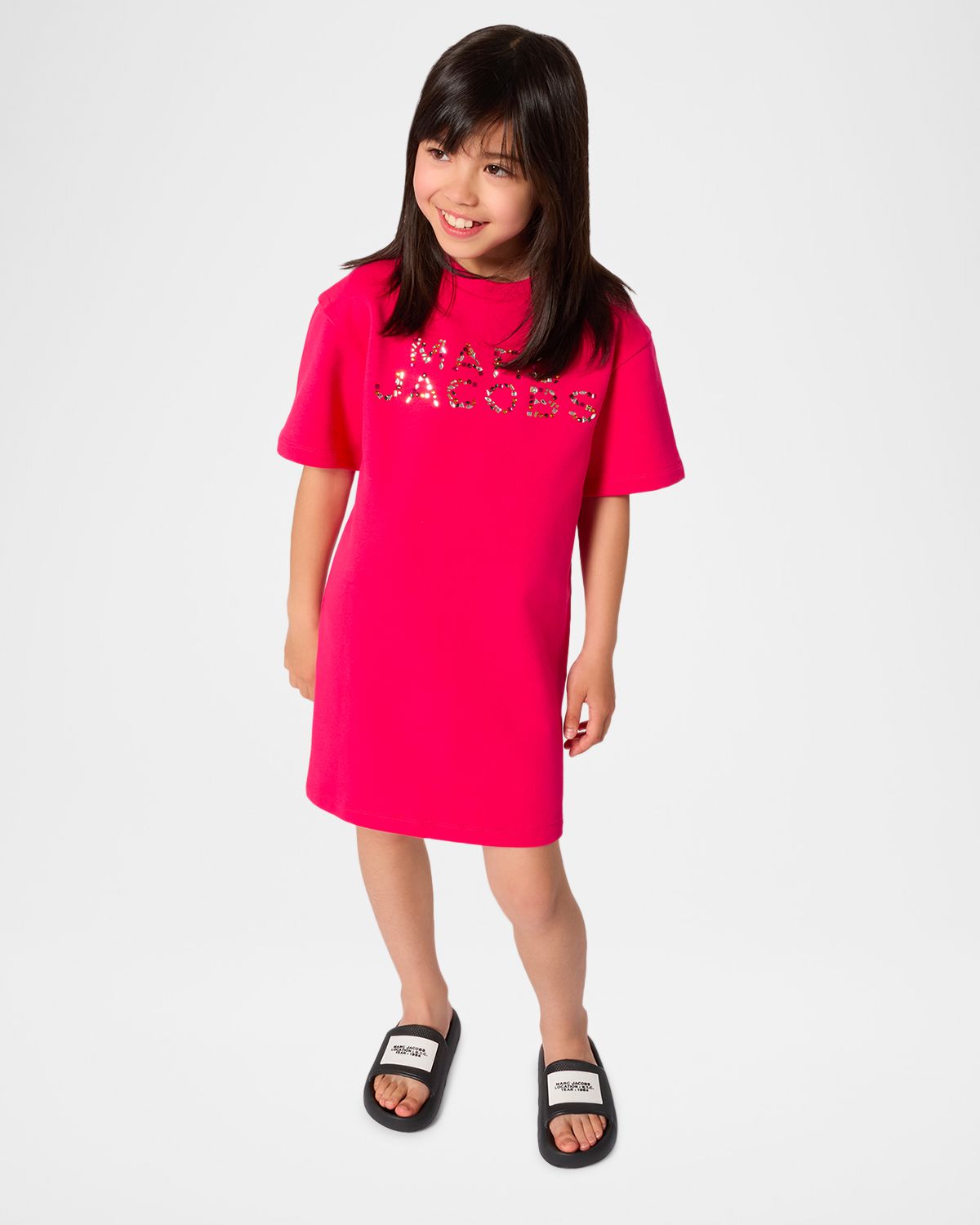 Marc Jacobs Girl 's Rhinestone Logo Short-Sleeved T-Shirt, Size 8-12