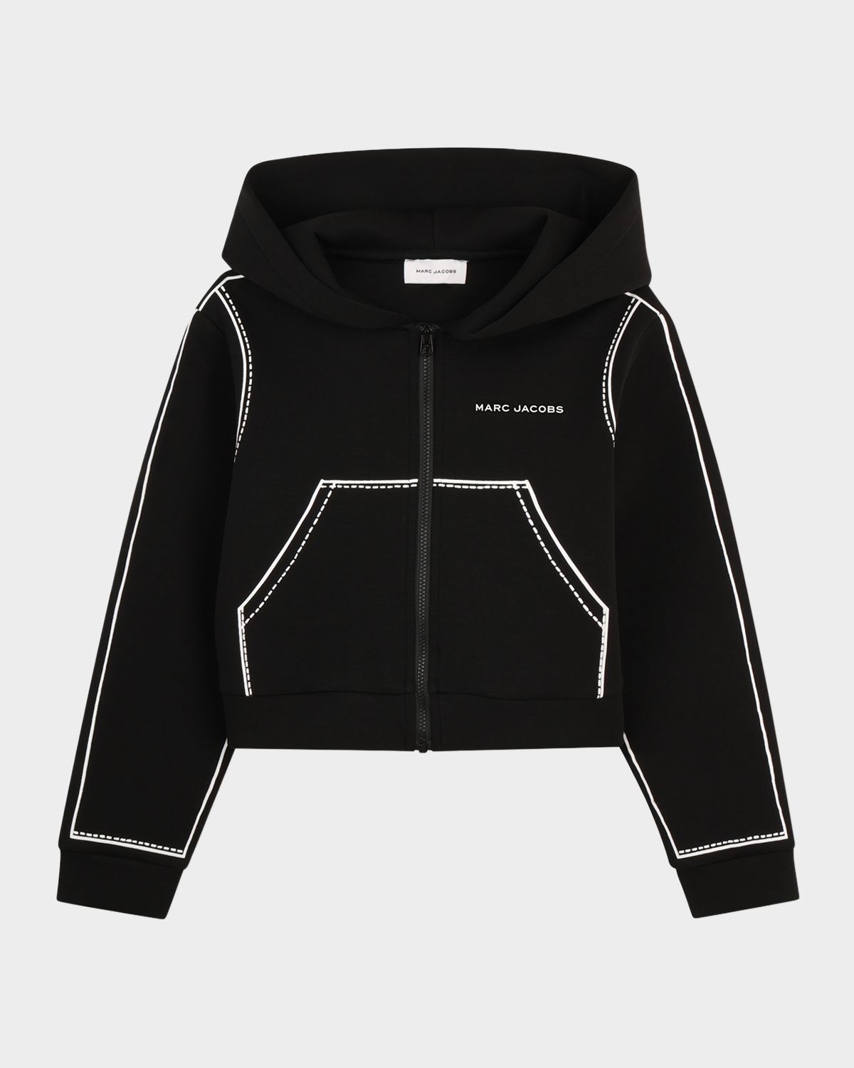 Marc Jacobs Girl 's Contrast-Stitched Zip-Front Hoodie, Size 8-12