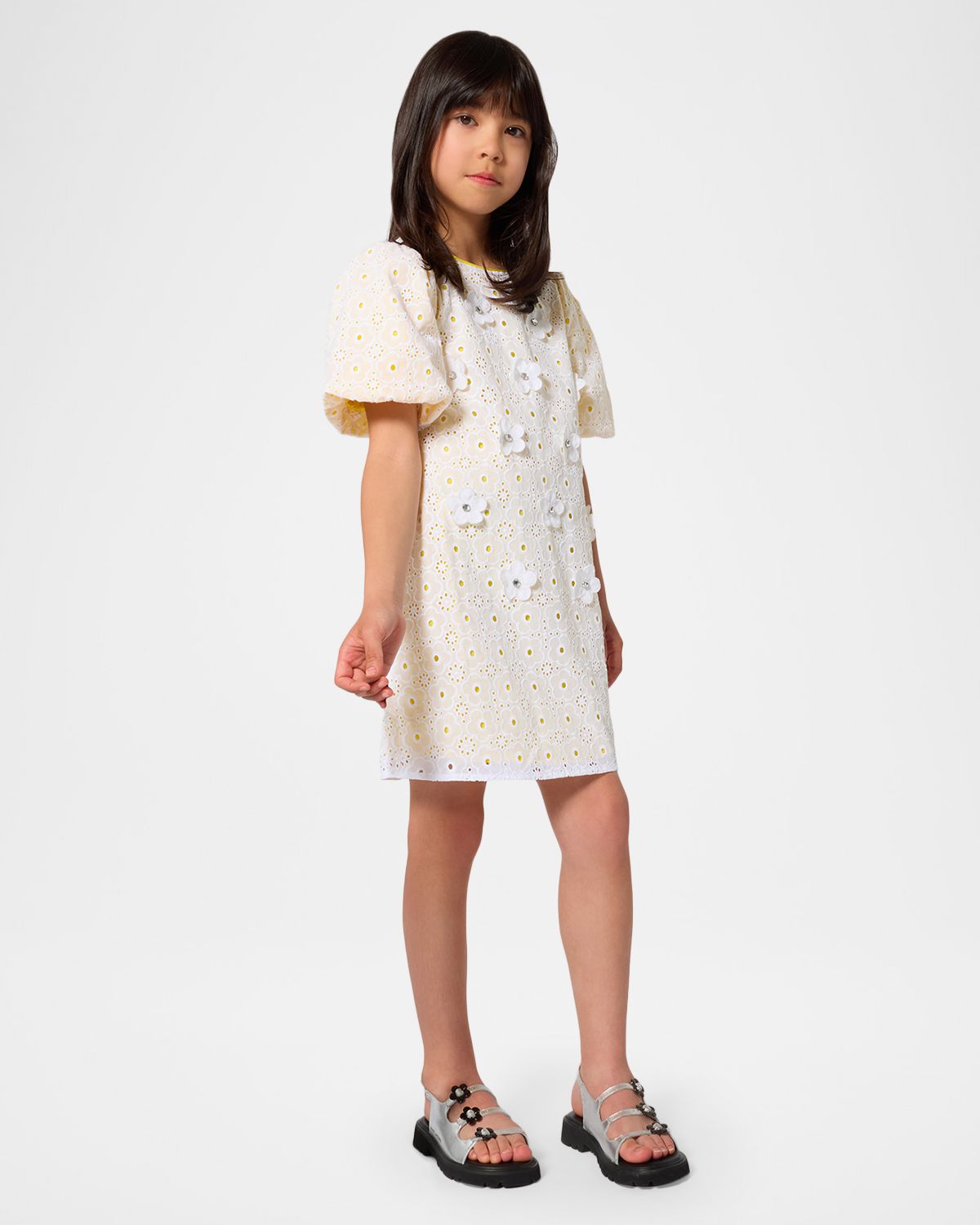 Marc Jacobs Girl 's The Eyelet Daisy Embroidered Dress, Size 8-12