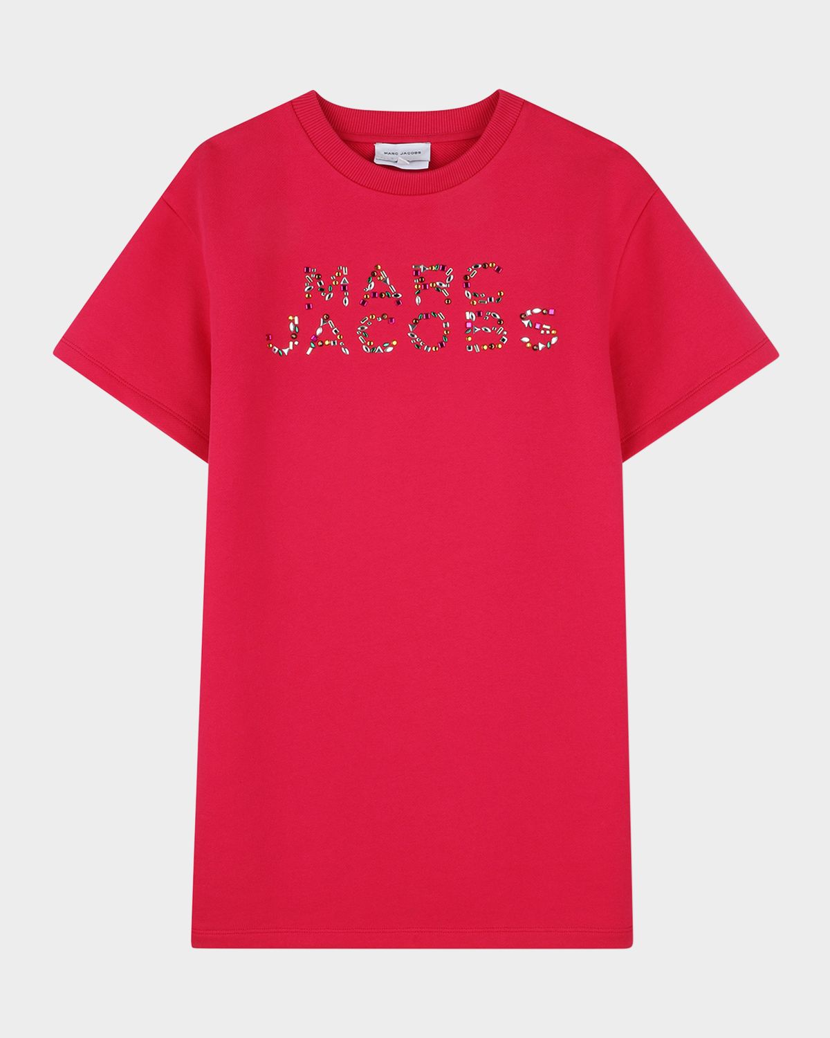 Marc Jacobs Girl 's Rhinestone Logo Short-Sleeved T-Shirt, Size 4-6