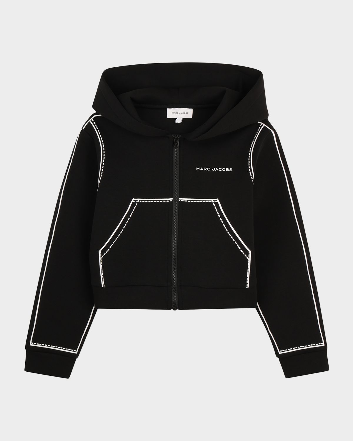 Marc Jacobs Girl 's Contrast-Stitched Zip-Front Hoodie, Size -14