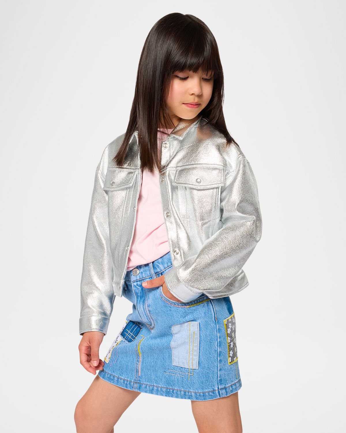 Marc Jacobs Girl 's Patchwork Mini Denim Skirt, Size 4-6
