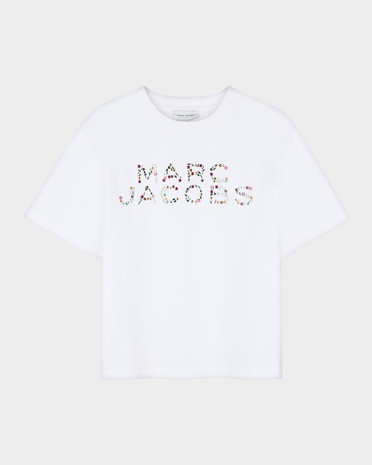 Marc Jacobs Girl 's Rhinestone Logo Short-Sleeved T-Shirt, Size 4-6