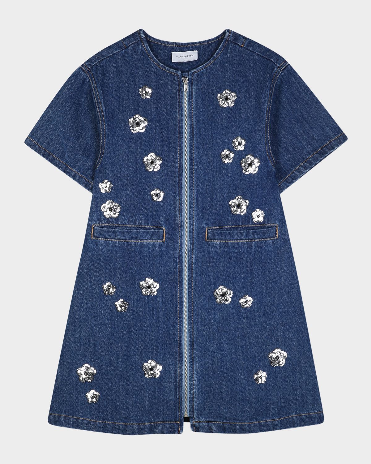 Marc Jacobs Girl 's The Sequin Daisy Denim Dress, Size 4-6
