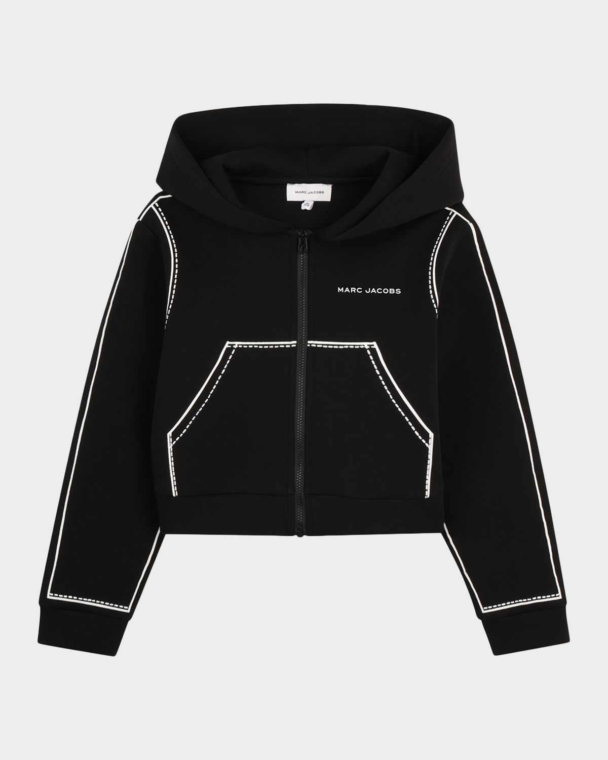 Marc Jacobs Girl 's Contrast-Stitched Zip-Front Hoodie, Size 4-6