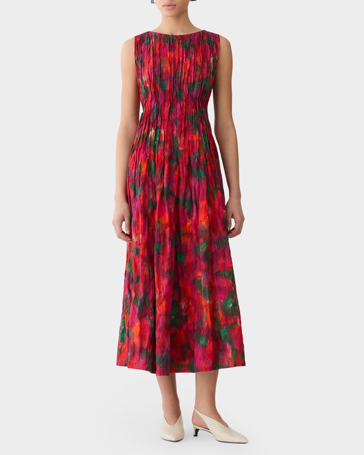 Lafayette 148 New York Pintuck Blossom-Print Cotton Midi Dress | Thumbnail 4 Lafayette 148 New York Pintuck Blossom-Print Cotton Midi Dress | Thumbnail 4
