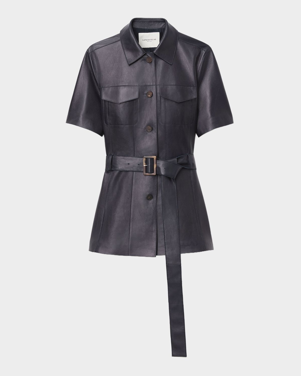 Lafayette 148 New York Belted Leather Jacket