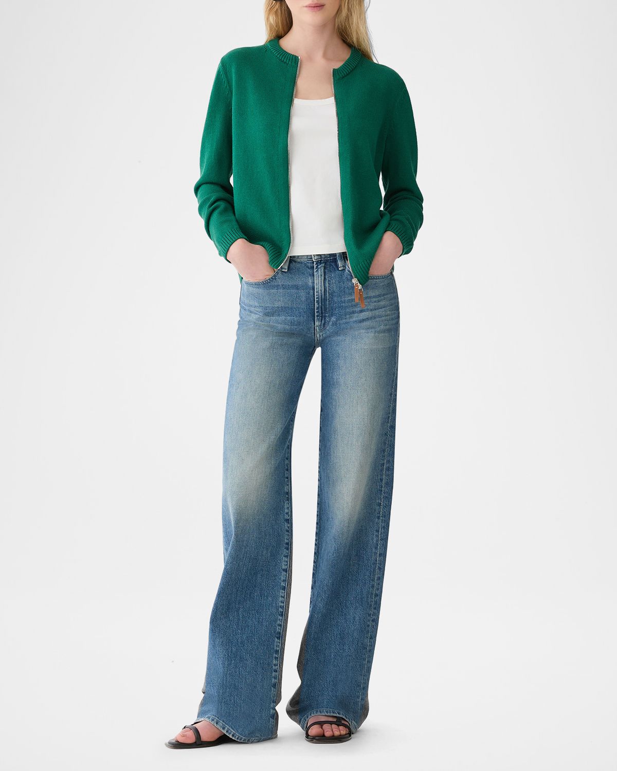 Lafayette 148 New York Crewneck Cotton-Silk Cardigan