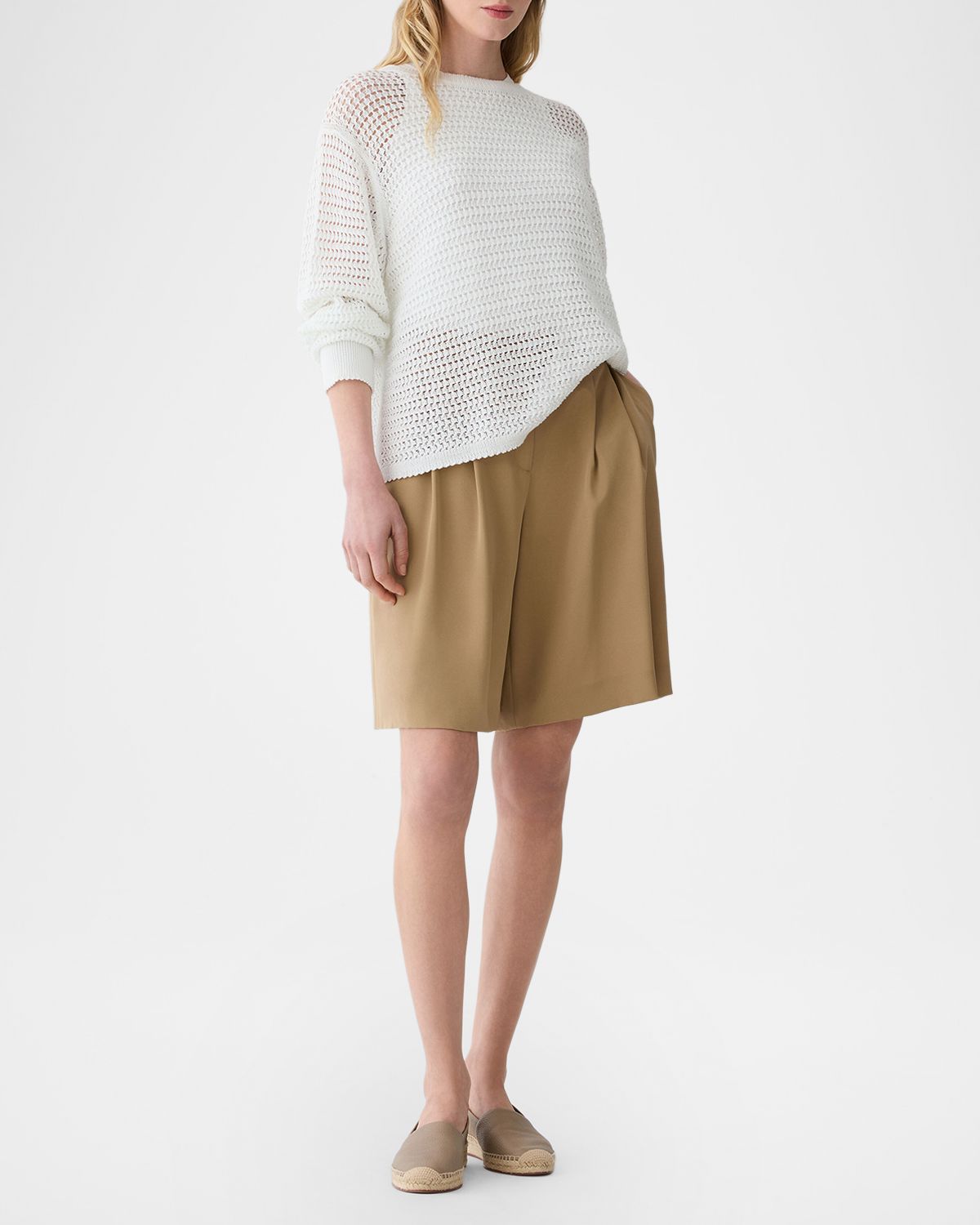 Lafayette 148 New York Open-Stitch Cotton Knit Sweater | Thumbnail 2