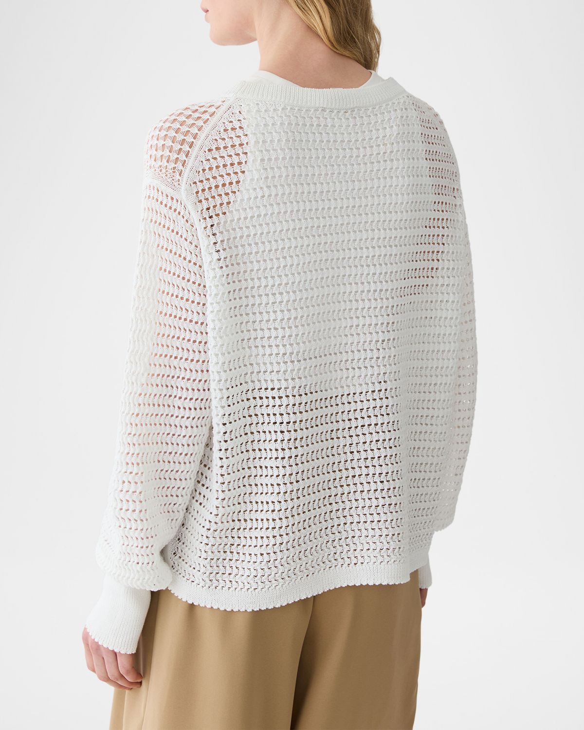 Lafayette 148 New York Open-Stitch Cotton Knit Sweater | Thumbnail 3