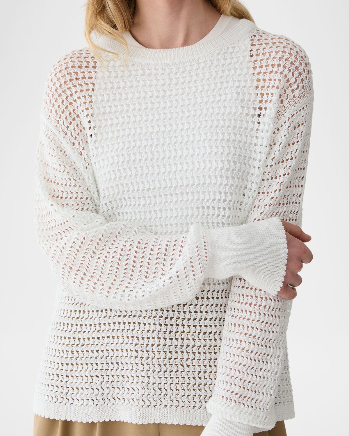 Lafayette 148 New York Open-Stitch Cotton Knit Sweater | Thumbnail 6