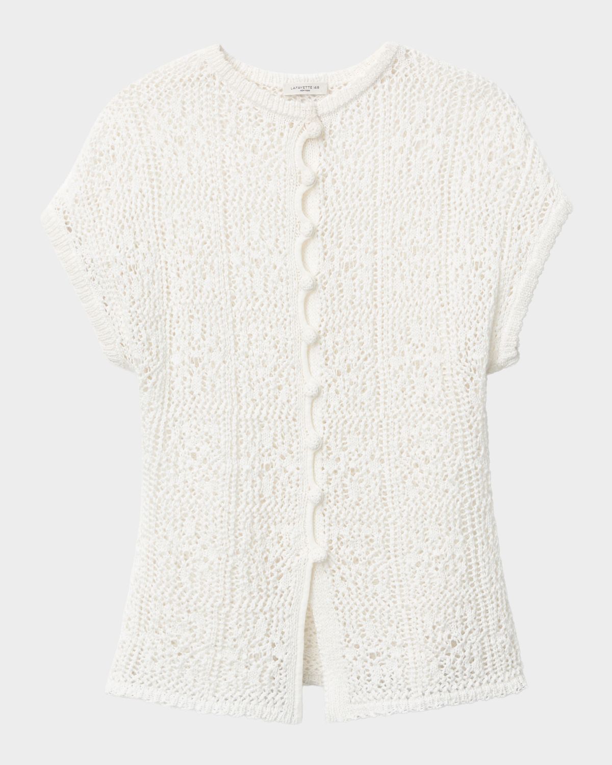 Lafayette 148 New York Lace-Stitch Cotton Knit Sweater