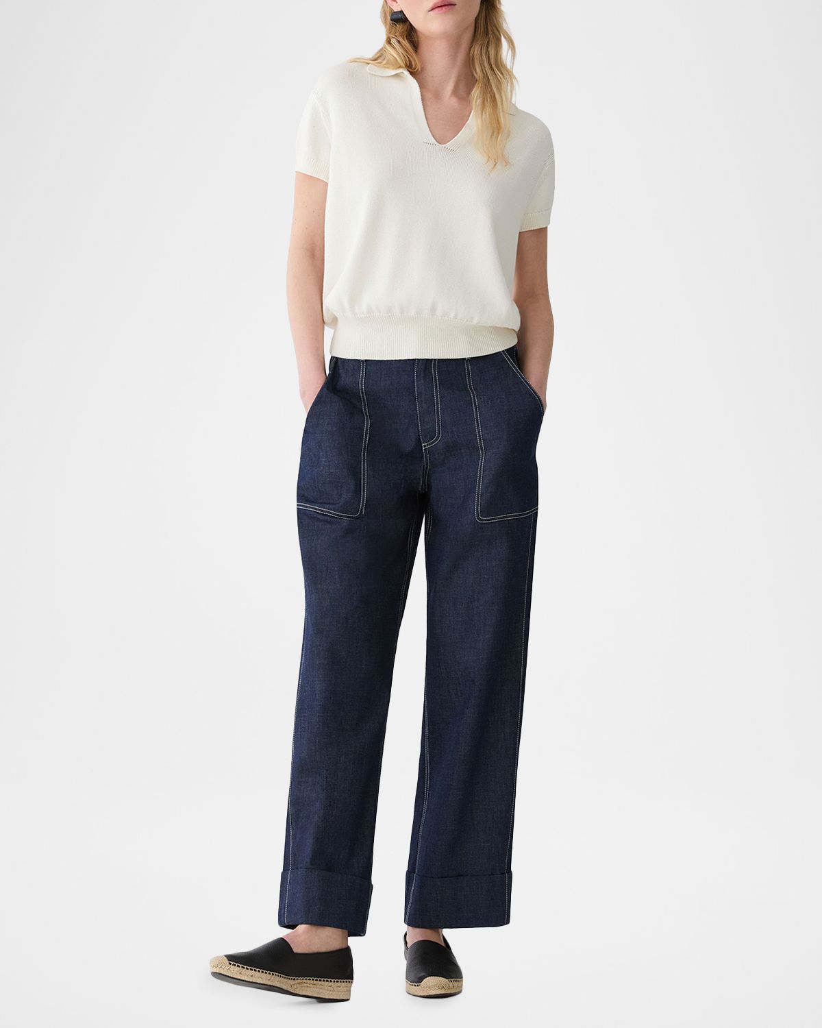 Lafayette 148 New York Cotton-Silk Polo Sweater | Thumbnail 6