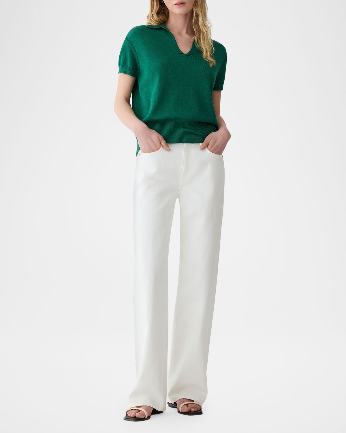 Lafayette 148 New York Cotton-Silk Polo Sweater