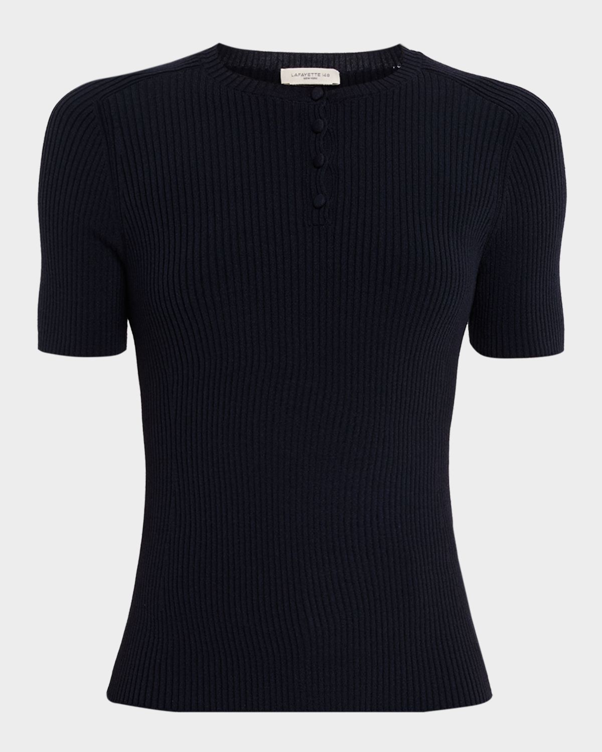 Lafayette 148 New York Slim-Fit Rib Knit Cotton Sweater